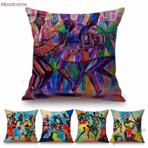 Abstract African Impressionism Painting on Decorative Throw Pillow Case AlansiHouse 