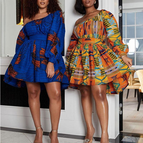 Women's African Off Shoulder Mini Dress AlansiHouse 