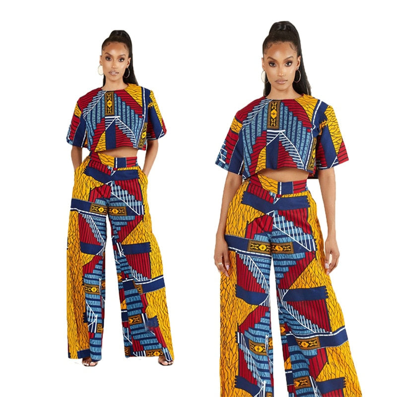 Women's African Print Top and Pants Set