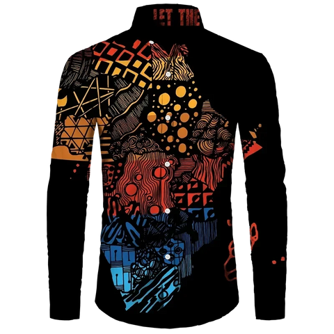 Men's Dashiki Print Long Sleeve Shirt T-Shirts AlansiHouse™️ Lshirts-NXH35825 5XL 