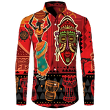 Men's Dashiki Print Long Sleeve Shirt T-Shirts AlansiHouse™️ Lshirts-NXH35827 3XL 