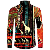 Men's Dashiki Print Long Sleeve Shirt T-Shirts AlansiHouse™️ Lshirts-NXH35828 XL 