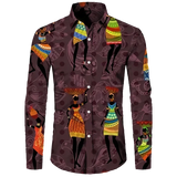 Men's Dashiki Print Long Sleeve Shirt T-Shirts AlansiHouse™️ Lshirts-NXH35833 5XL 