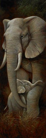 Abstract African Elephant Canvas Oil Painting AlansiHouse 30X90cm Unframed PC4950 