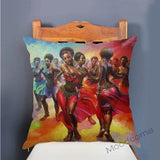 Abstract African Impressionism Painting on Decorative Throw Pillow Case AlansiHouse T86-1 45x45 No Filling 