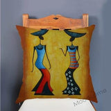 Abstract African Impressionism Painting on Decorative Throw Pillow Case AlansiHouse T86-10 45x45 No Filling 