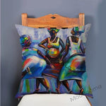 Abstract African Impressionism Painting on Decorative Throw Pillow Case AlansiHouse T86-3 45x45 No Filling 