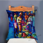 Abstract African Impressionism Painting on Decorative Throw Pillow Case AlansiHouse T86-4 45x45 No Filling 