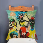 Abstract African Impressionism Painting on Decorative Throw Pillow Case AlansiHouse T86-8 45x45 No Filling 