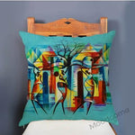 Abstract African Impressionism Painting on Decorative Throw Pillow Case AlansiHouse T86-9 45x45 No Filling 