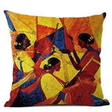 Abstract African Oil Painting Design on Sofa Pillow Case AlansiHouse 450mm*450mm 2 