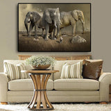 Africa Elephant Landscape Canvas Painting + Wall Art Picture for Living Room AlansiHouse 