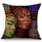Africa Girl Queen Color Painting + Decorative Pillow Cover AlansiHouse 44x44cm No Filling N143-1 