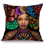 Africa Girl Queen Color Painting + Decorative Pillow Cover AlansiHouse 44x44cm No Filling N143-3 