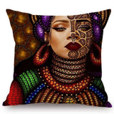 Africa Girl Queen Color Painting + Decorative Pillow Cover AlansiHouse 44x44cm No Filling N143-4 