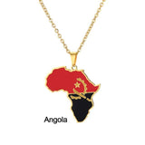 Africa Map Flag Pendant + Necklace AlansiHouse Angola China 45cm