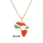 Africa Map Flag Pendant + Necklace AlansiHouse Burundi China 50cm