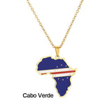 Africa Map Flag Pendant + Necklace AlansiHouse Cabo Verde China 60cm