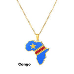 Africa Map Flag Pendant + Necklace AlansiHouse Congo China 45cm