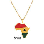Africa Map Flag Pendant + Necklace AlansiHouse Ghana China 60cm