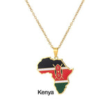Africa Map Flag Pendant + Necklace AlansiHouse Kenya China 45cm