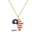 Africa Map Flag Pendant + Necklace AlansiHouse Liberia China 45cm