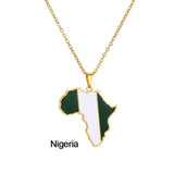 Africa Map Flag Pendant + Necklace AlansiHouse Nigeria China 60cm