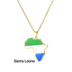 Africa Map Flag Pendant + Necklace AlansiHouse Sierra Leone China 50cm