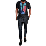 Africa Print Short Sleeve Dashiki Fashion Men Top Pants Set AlansiHouse 1 XXXL 