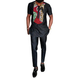 Africa Print Short Sleeve Dashiki Fashion Men Top Pants Set AlansiHouse 10 XS 
