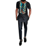Africa Print Short Sleeve Dashiki Fashion Men Top Pants Set AlansiHouse 11 4XL 