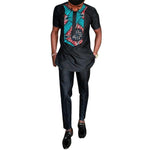 Africa Print Short Sleeve Dashiki Fashion Men Top Pants Set AlansiHouse 13 L 