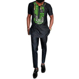 Africa Print Short Sleeve Dashiki Fashion Men Top Pants Set AlansiHouse 