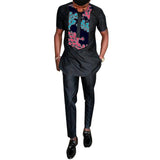 Africa Print Short Sleeve Dashiki Fashion Men Top Pants Set AlansiHouse 4 XS 
