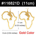 Africa / Queen Nefertiti Map Gold Earrings AlansiHouse Gold Color 11cm 