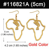 Africa / Queen Nefertiti Map Gold Earrings AlansiHouse Gold Color 5cm 