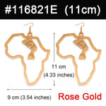 Africa / Queen Nefertiti Map Gold Earrings AlansiHouse Rose Gold 11cm 