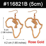 Africa / Queen Nefertiti Map Gold Earrings AlansiHouse Rose Gold 5cm 