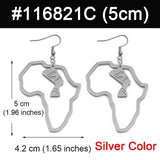 Africa / Queen Nefertiti Map Gold Earrings AlansiHouse Silver Color 5cm 