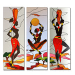African Abstract Canvas Paintings (3 Panels) AlansiHouse 30x90cm unframed ST188 