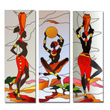 African Abstract Canvas Paintings (3 Panels) AlansiHouse 30x90cm unframed ST188 
