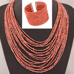 African Acrylic Beads Jewelry Sets AlansiHouse pink 