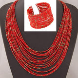 African Acrylic Beads Jewelry Sets AlansiHouse red 