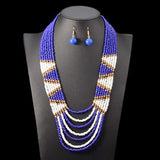 African Beads Jewelry Sets AlansiHouse blue 