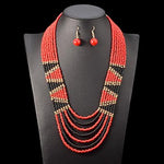 African Beads Jewelry Sets AlansiHouse red 