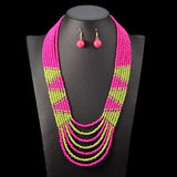 African Beads Jewelry Sets AlansiHouse rose red 