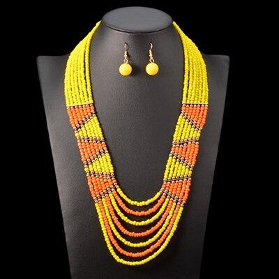 African Beads Jewelry Sets AlansiHouse yellow 