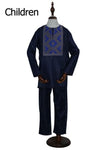 African Clothing Shirt Panths Set for Father and Son AlansiHouse kid dark blue M 