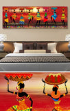 African Dancing Silhouettes Colorful Canvas Painting AlansiHouse 