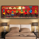 African Dancing Silhouettes Colorful Canvas Painting AlansiHouse 